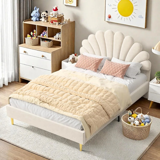 Lit Enfant Fille 140x200: pour enfant, 140 × 200, revêtement en velours, revêtement en tissu