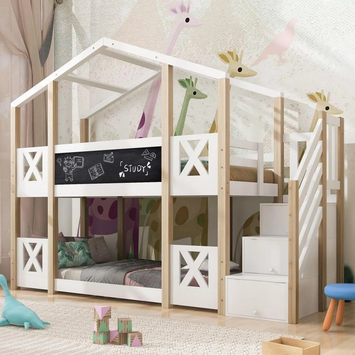 Lit superposé et lit mezzanine: pour enfant, avec rangement, avec escalier, 90 × 200 cm