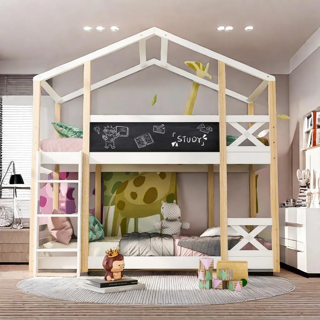 Lit superposé et lit mezzanine — pour enfant, avec barrière anti-chute, 90 × 200, blanc