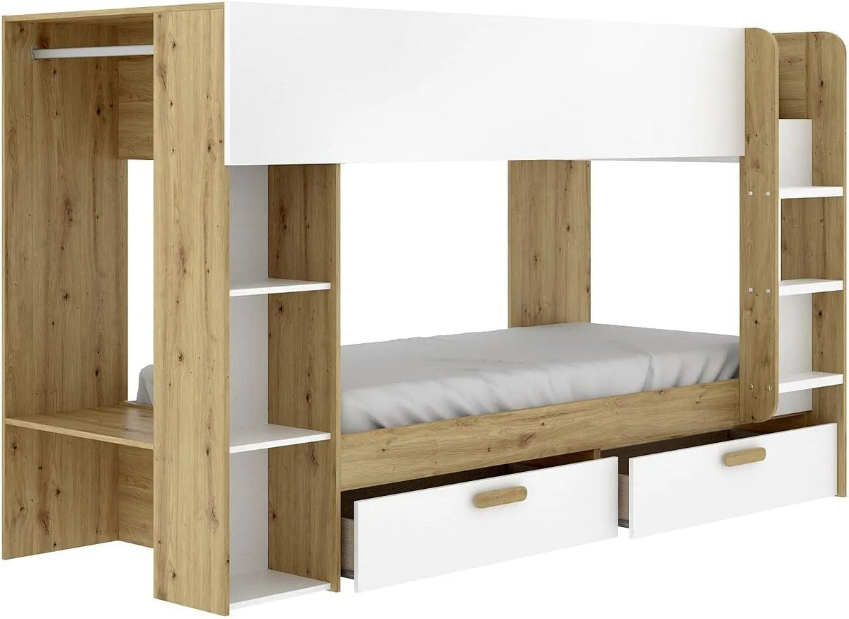 Vente-unique – OSANA, pour enfant, avec rangement, 2 × 90 × 200 cm, blanc
