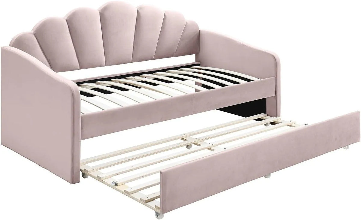 Vente-unique — ELUSIA, pour enfant, 2 × 90 × 190 cm, rose, revêtement en velours