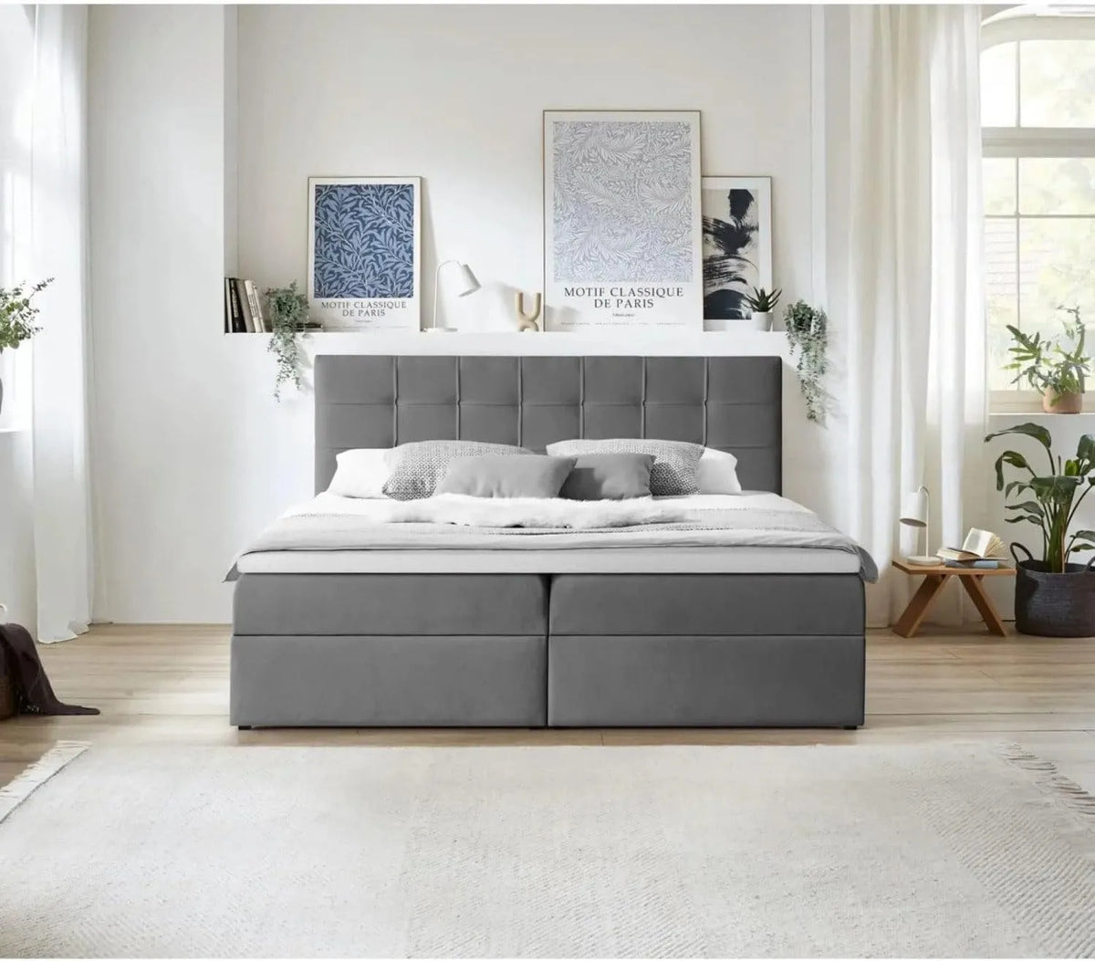 Canapé convertible et canapé-lit — avec rangement, 160 × 200cm, 5 cm, gris, avec rangement intégré, revêtement en tissu