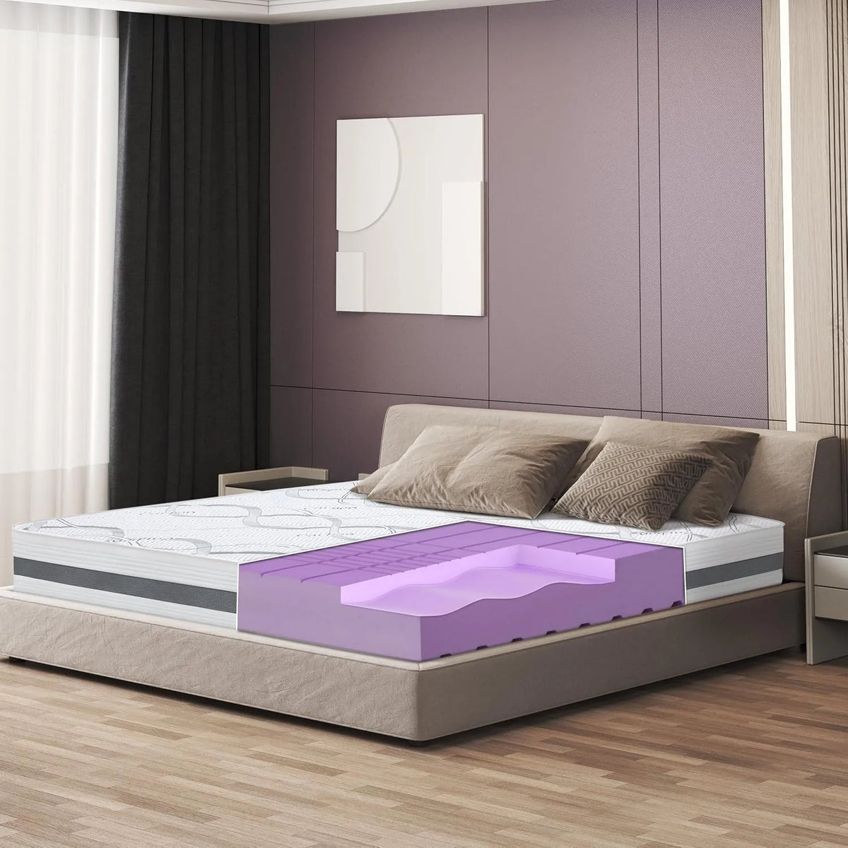 Matelas: antes, respirant, revêtement en tissu, 150 × 190, 25 cm, blanc