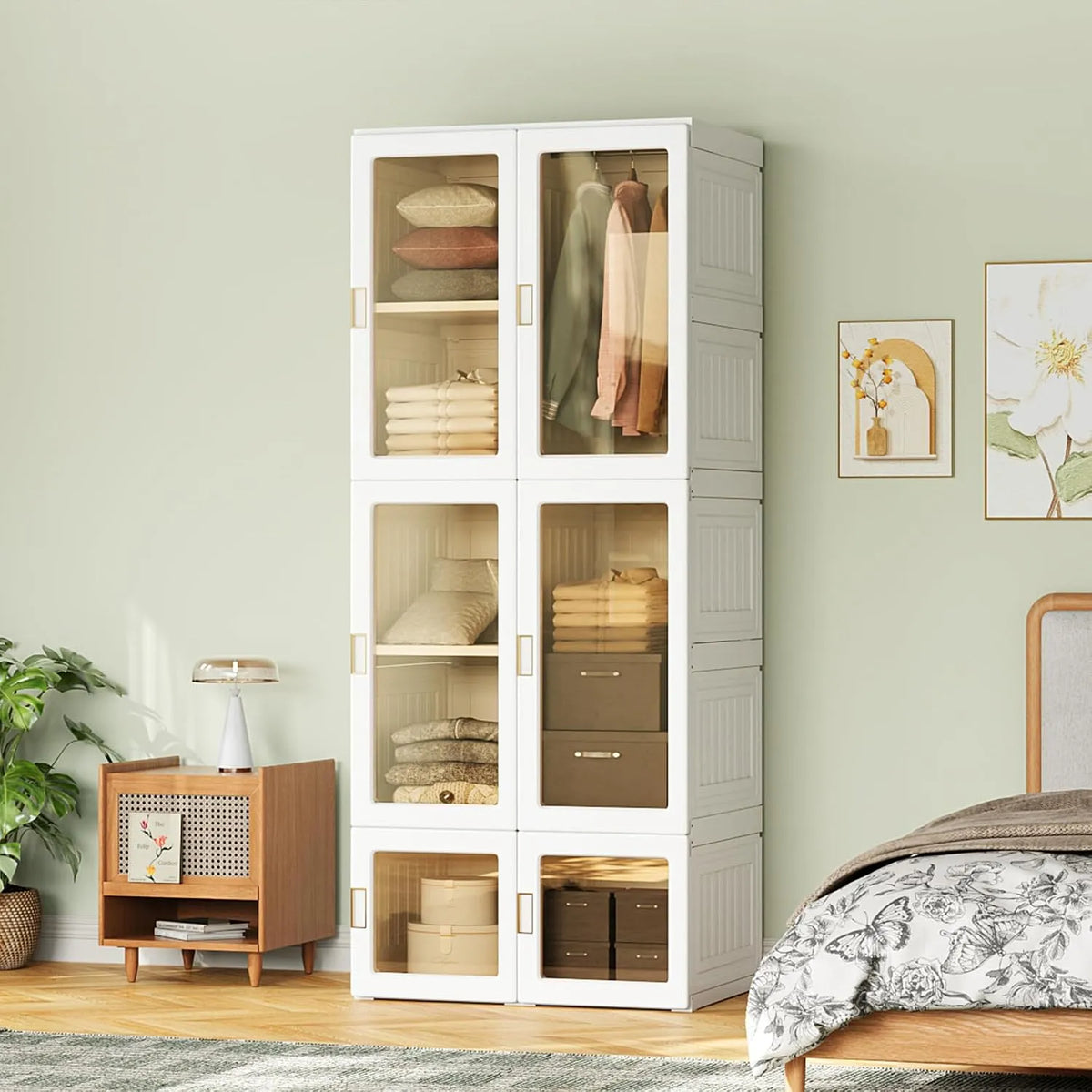 Armoire de rangement — avec rangement, avec tringle, pliable