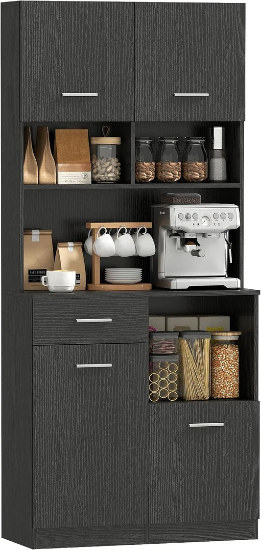 HOMCOM Vitrine et armoire d'exposition – avec rangement, avec tiroirs, réglable, 80 × 35 × 180 cm, noir