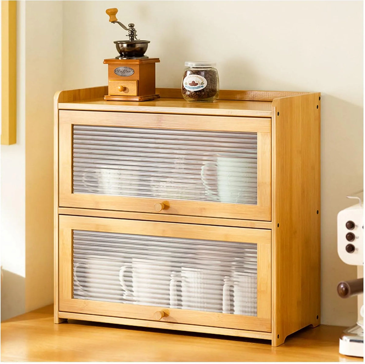 Meuble de rangement de cuisine en bambou – sur pied, avec rangement, 52 × 50 cm
