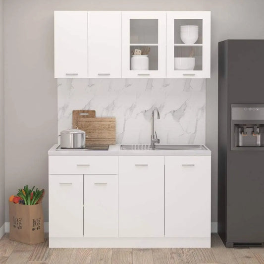 Ensemble de Meubles de Cuisine 4 pcs Blanc Aggloméré-655 — 4 pièces