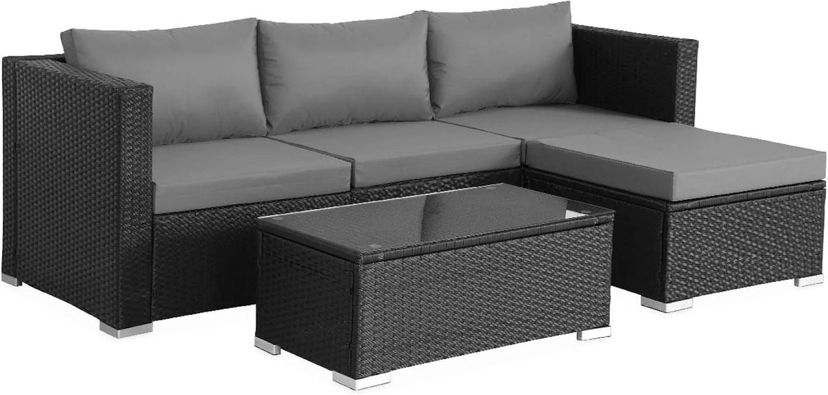 Salon de jardin et ensemble lounge: avec coussins, gris