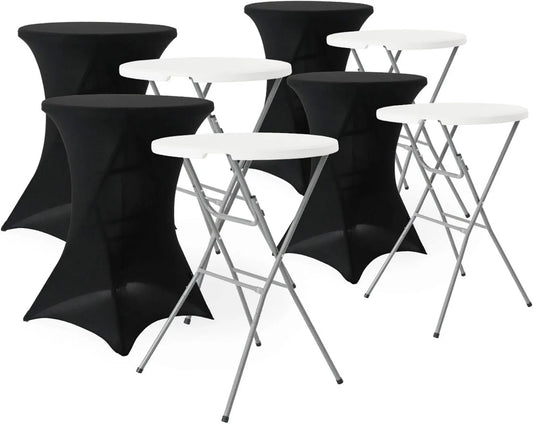 sweeek Lot de 4 tables pliantes en acier pour événements — 81 × 81 × 110 cm, noir