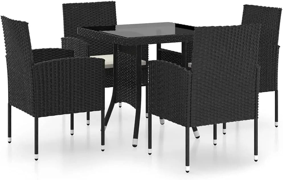 Ensemble à dîner de Jardin 5 pcs Résine tressée Noir-40.7KG – 5 pièces