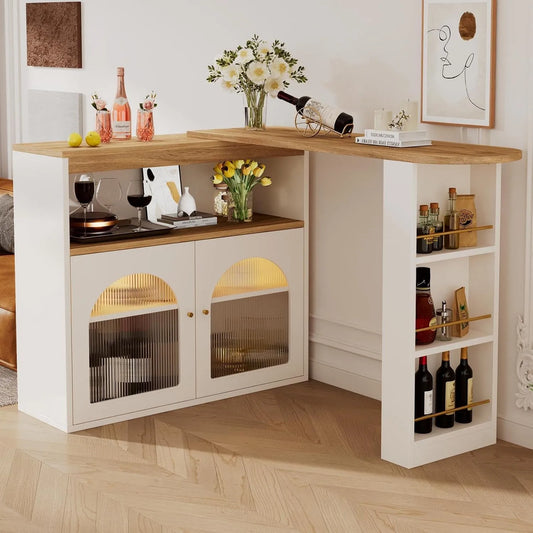 Table de Salle à Manger Extensible Blanc Meubles de Bar – avec rangement