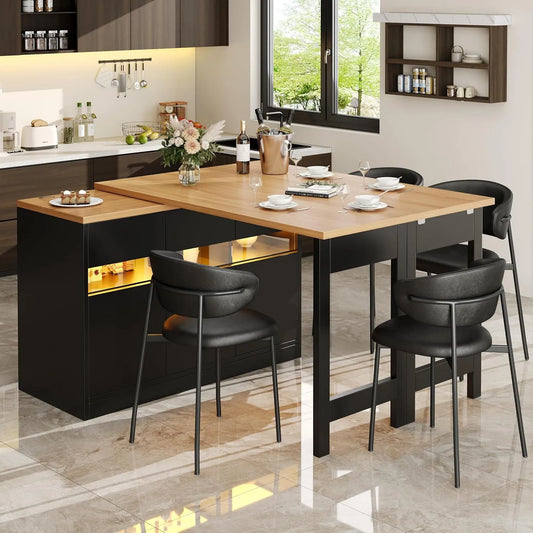 Table à manger et table de salle à manger – avec rangement, pivotant, 180 × 40 × 71, 5 cm, extensible
