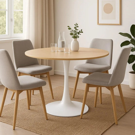 Table à manger et table de salle à manger — Tulips, en métal, 100 cm, blanc