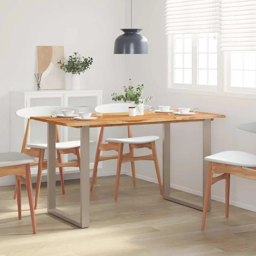 Table à manger et table de salle à manger — en bois, en acier, 140 × 70 × 76 cm, en bois massif