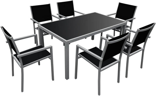 Salon de jardin et ensemble lounge: en aluminium, 6 Places, gris