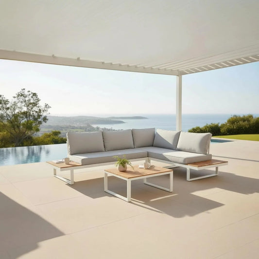 Salon de jardin et ensemble lounge – en aluminium, 2 M, blanc
