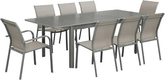 Chaise – en aluminium, 8 Places, 236.5 × 100 × 75 cm, extensible