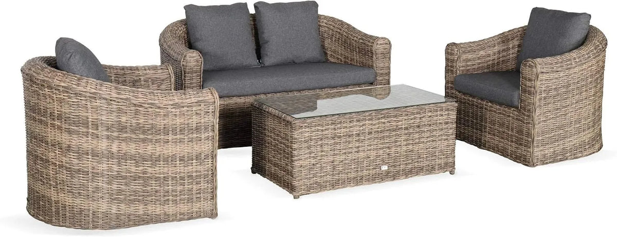 Salon de jardin et ensemble lounge: avec coussins, 4 Places, anthracite