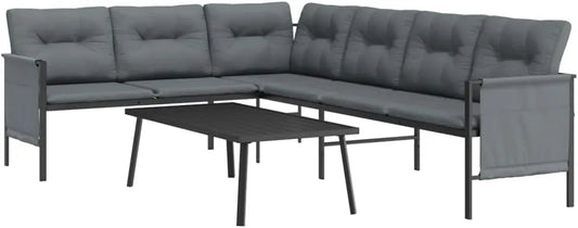 Salon de jardin et ensemble lounge: en acier, 2 pièces, anthracite