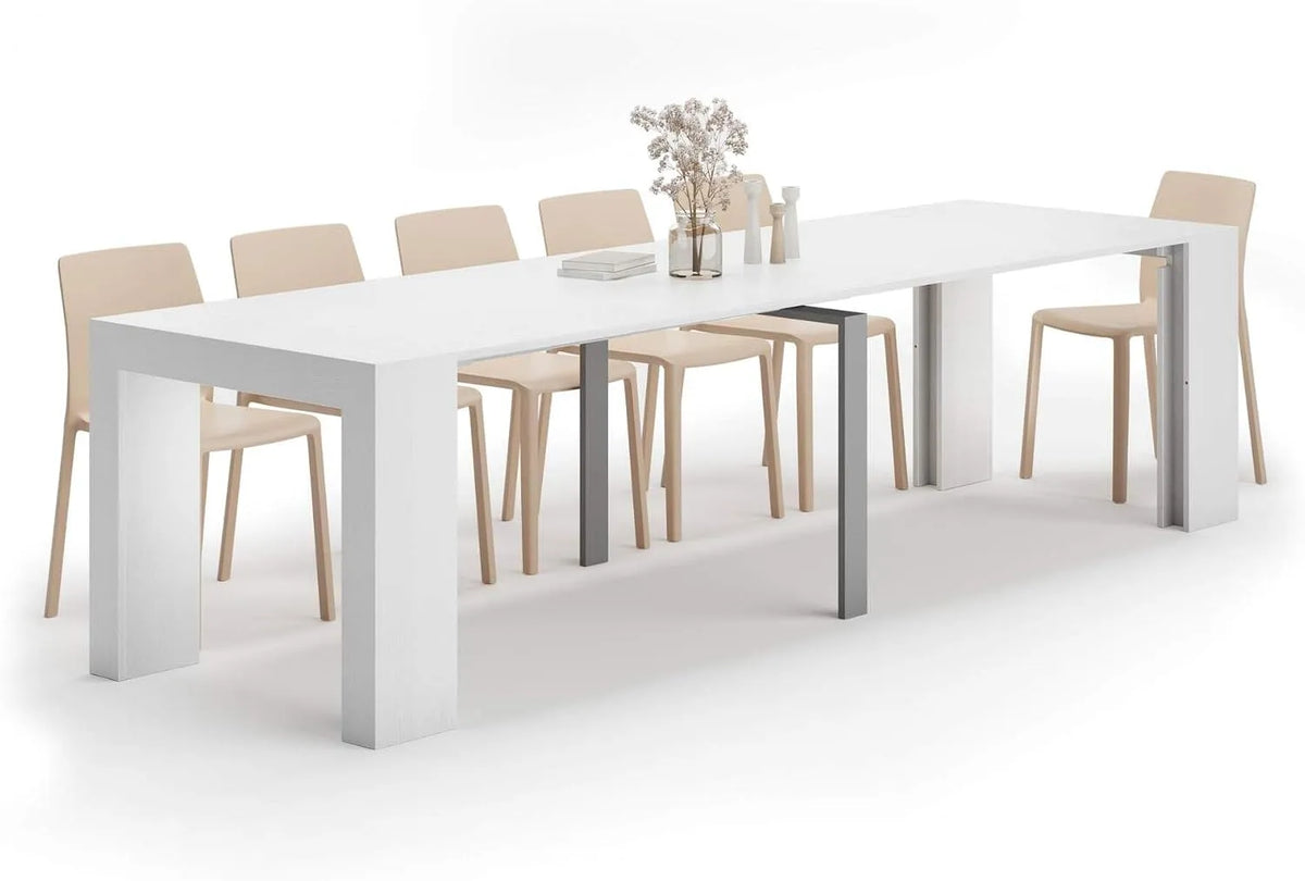 Mobili Fiver Console extensible: en aluminium, 45 × 90 × 76 cm, blanc