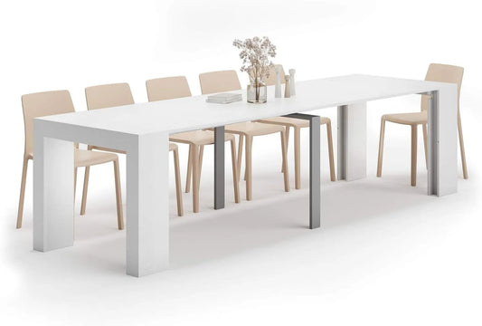 Mobili Fiver Console extensible: en aluminium, 45 × 90 × 76 cm, blanc