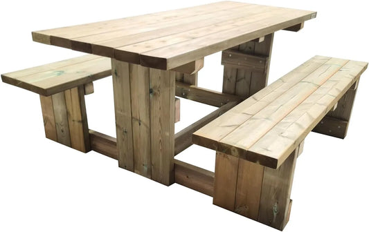 Table de pique-nique Canet: en bois, avec dossier