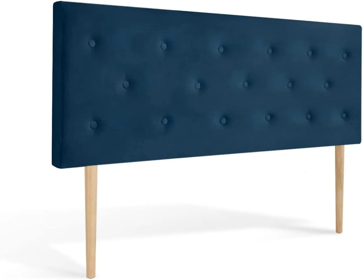 DECO Tête de lit capitonnée Théa 160cm Velours Bleu Foncé
