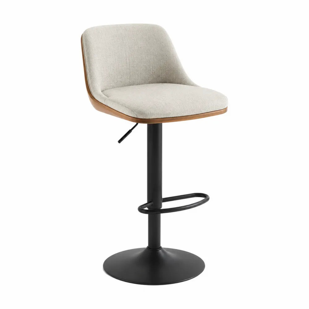 Tabouret de bar en lin et métal noir réglable