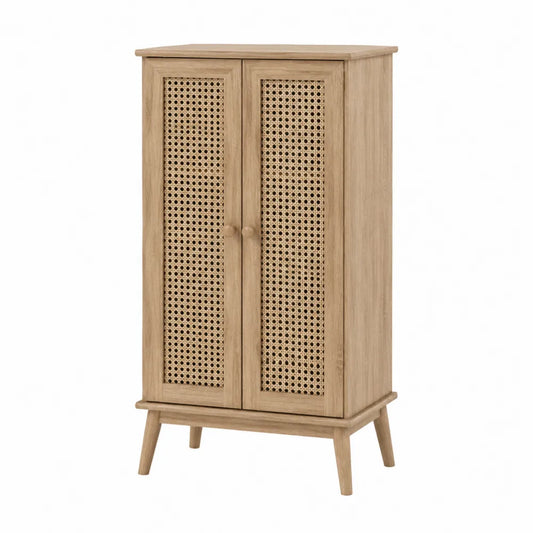 Armoire en bois avec portes en rotin tissé 120x60x40 cm