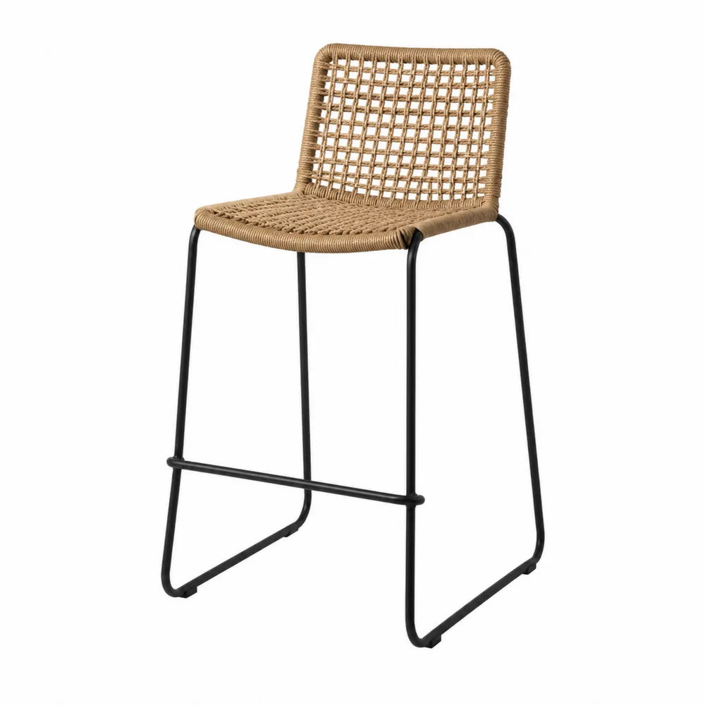 Tabouret de Bar en Résine Polyéthylène et Métal, Marron et Noir