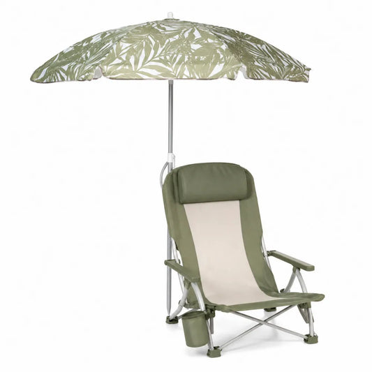 Chaise pliante extérieure avec parasol en aluminium et polyester