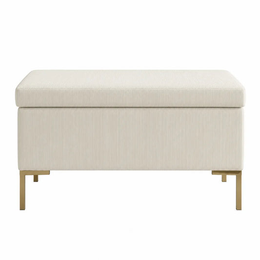 Banc en tissu avec pieds en métal doré 80 cm