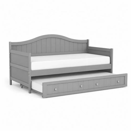 Lit en bois gris avec tiroir gigogne