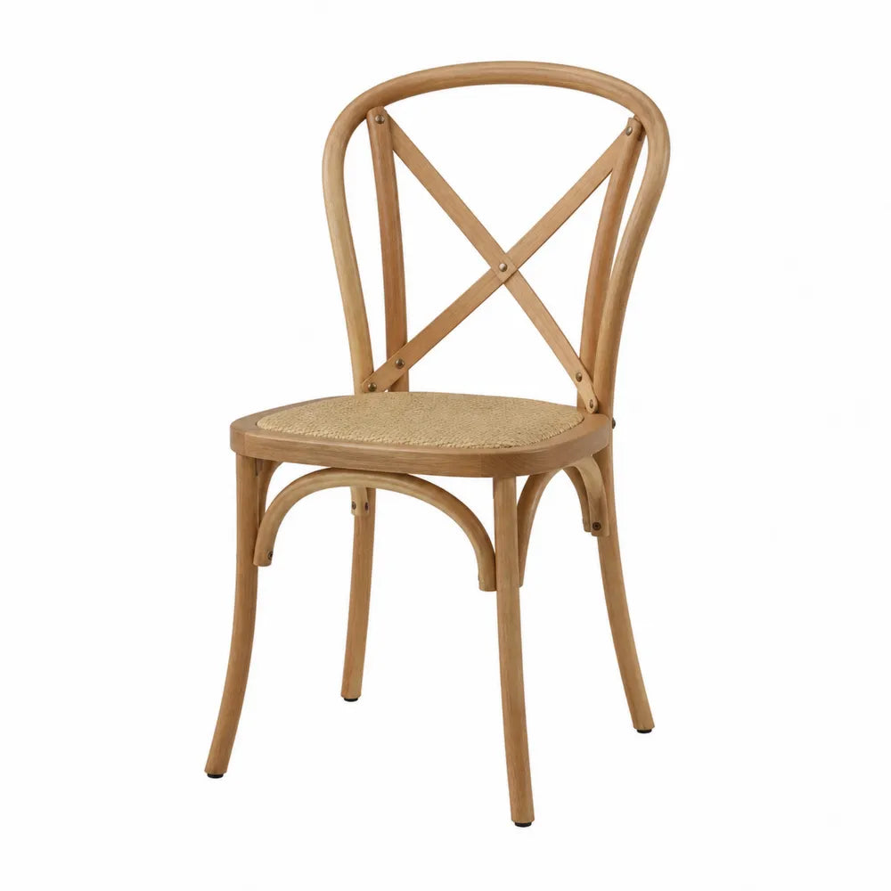 Chaise en bois de hêtre et rotin naturel beige