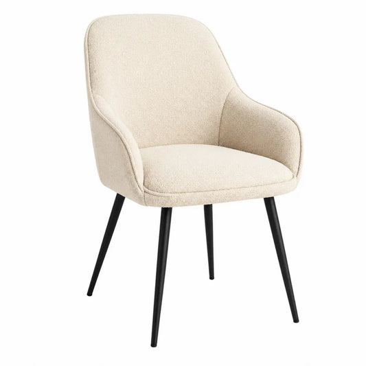 Chaise en tissu beige avec pieds en métal noir