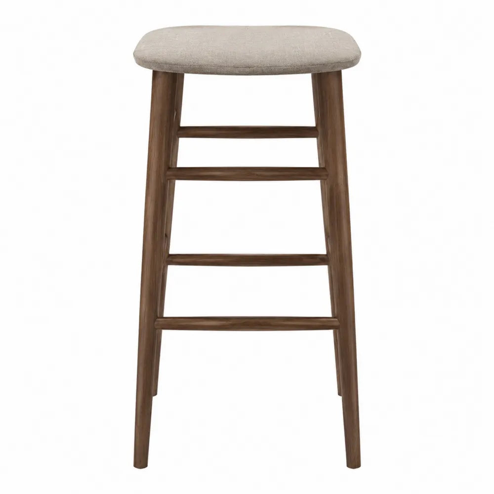 Tabouret de bar en bois et tissu polyester beige 75 cm