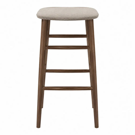 Tabouret de bar en bois et tissu polyester beige 75 cm