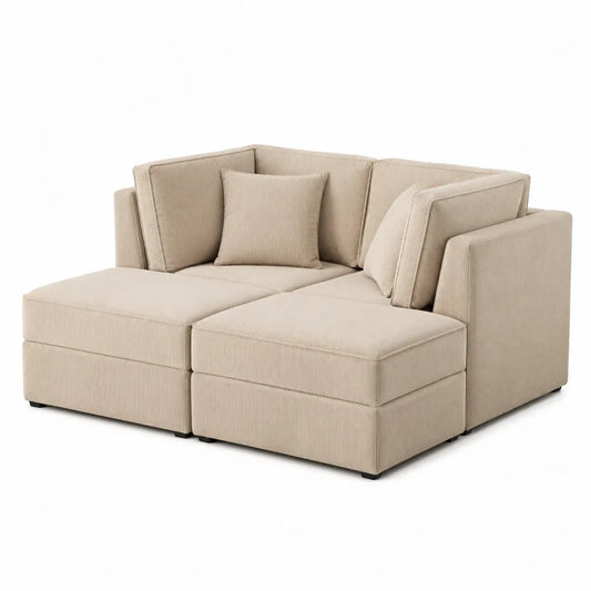Canapé modulaire en tissu beige 2 places