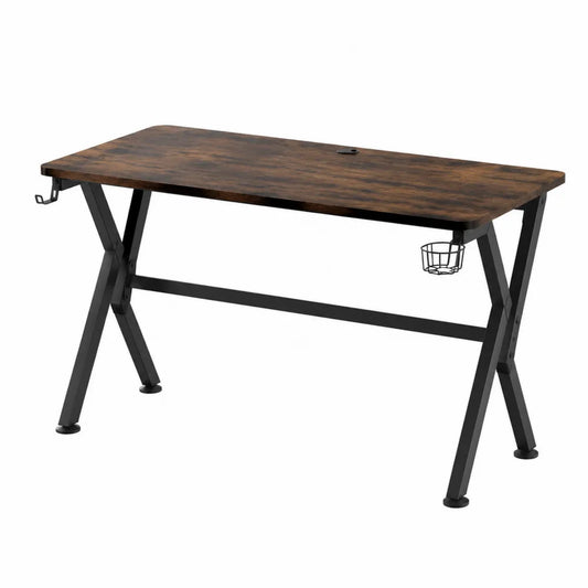Bureau MDF avec cadre en métal brun/noir 120x60 cm