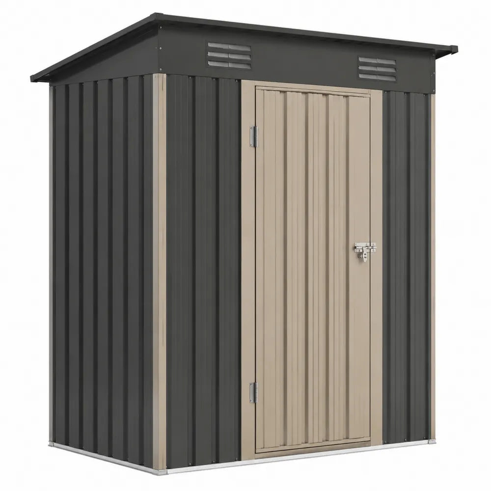 Abri de Jardin en Métal Gris et Beige avec Ventilation