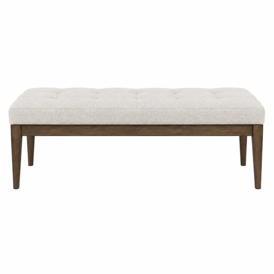 Banc en bois massif avec tissu en polyester beige 120cm