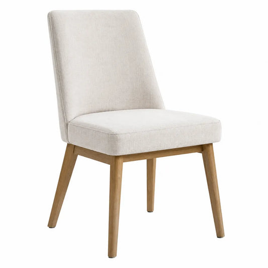 Chaise en bois de chêne et tissu polyester beige