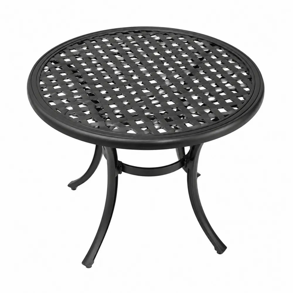 Table ronde de jardin en métal noir