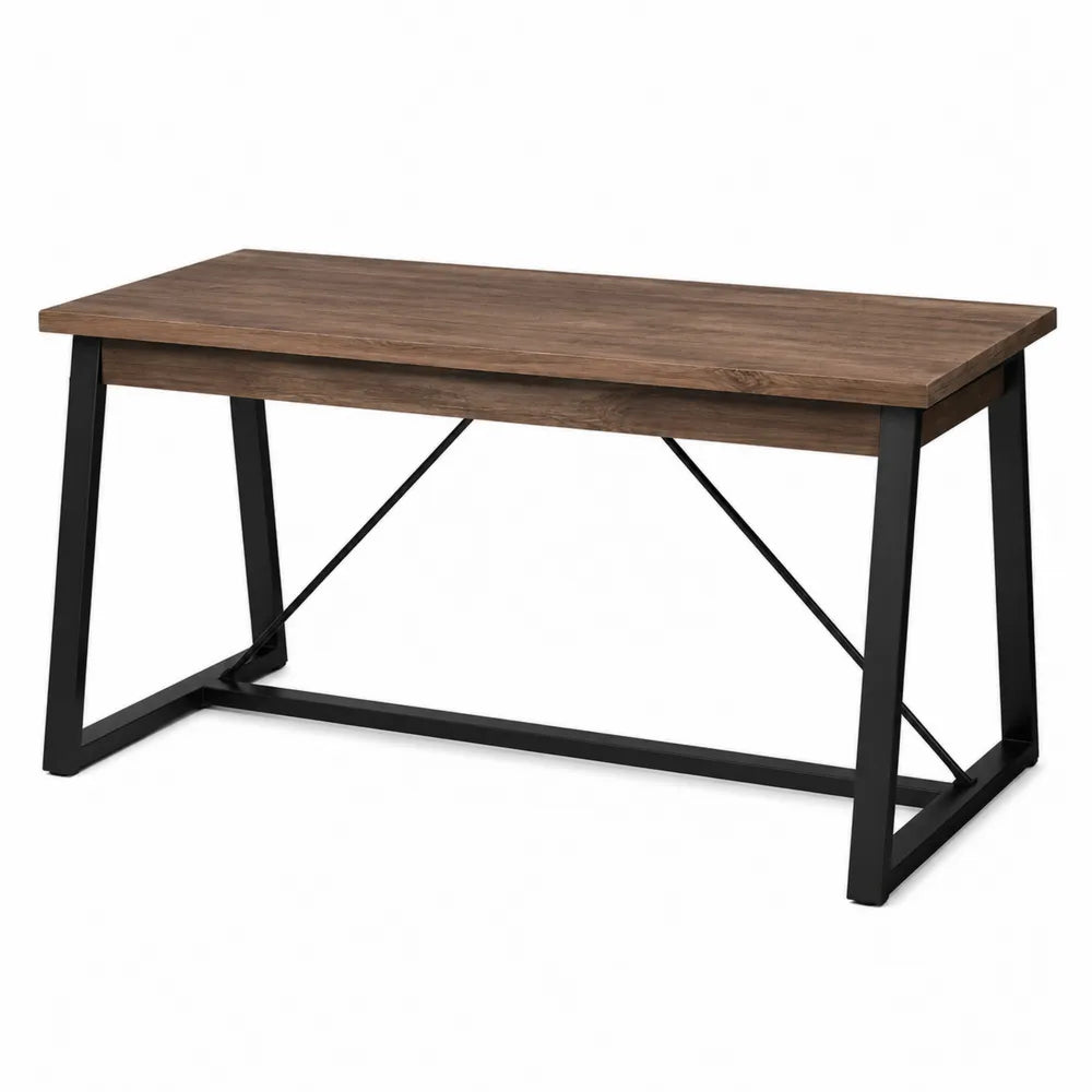 Bureau en bois stratifié et métal noir, 120 cm
