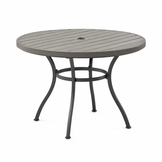 Table de jardin ronde en métal gris 90 cm