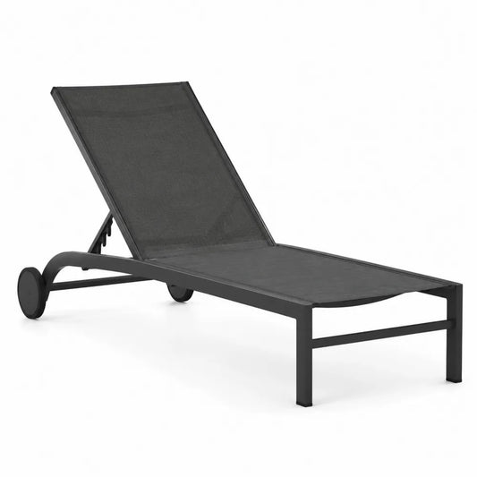 Chaise longue extérieure réglable en aluminium noir