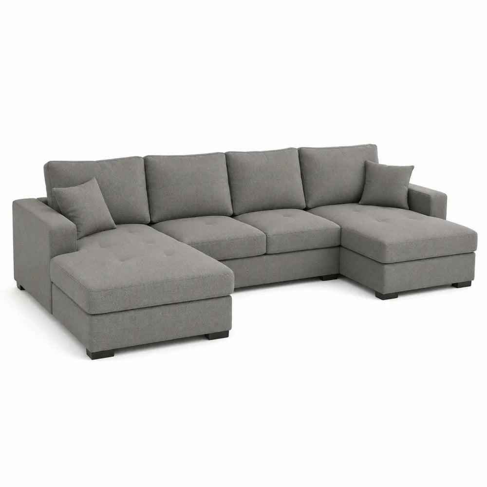 Canapé d'angle en tissu polyester gris