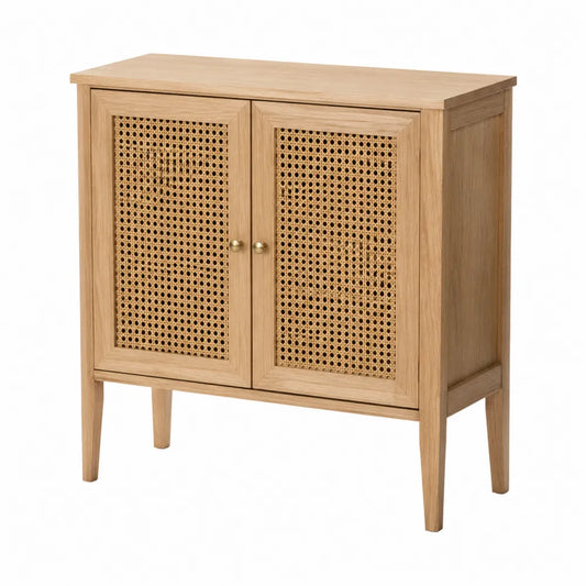 Buffet en bois et rotin 80 cm x 85 cm x 40 cm