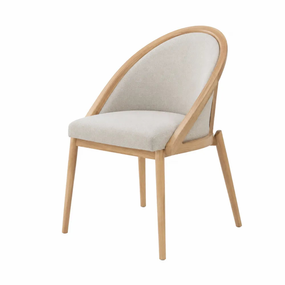 Chaise en bois de chêne avec tissu polyester beige