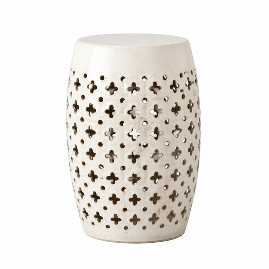 Tabouret en céramique perforée blanc 45 cm